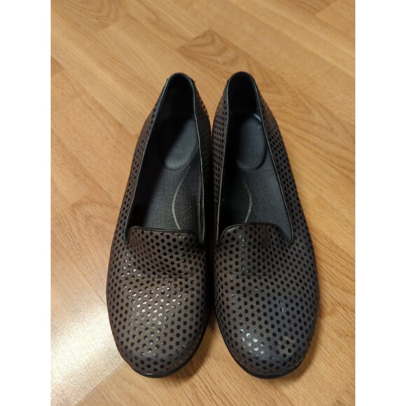 Dansko Olivia Leather Flats Womens 39 Gray Black Confetti Polka Dot Slipper - Picture 2 of 12